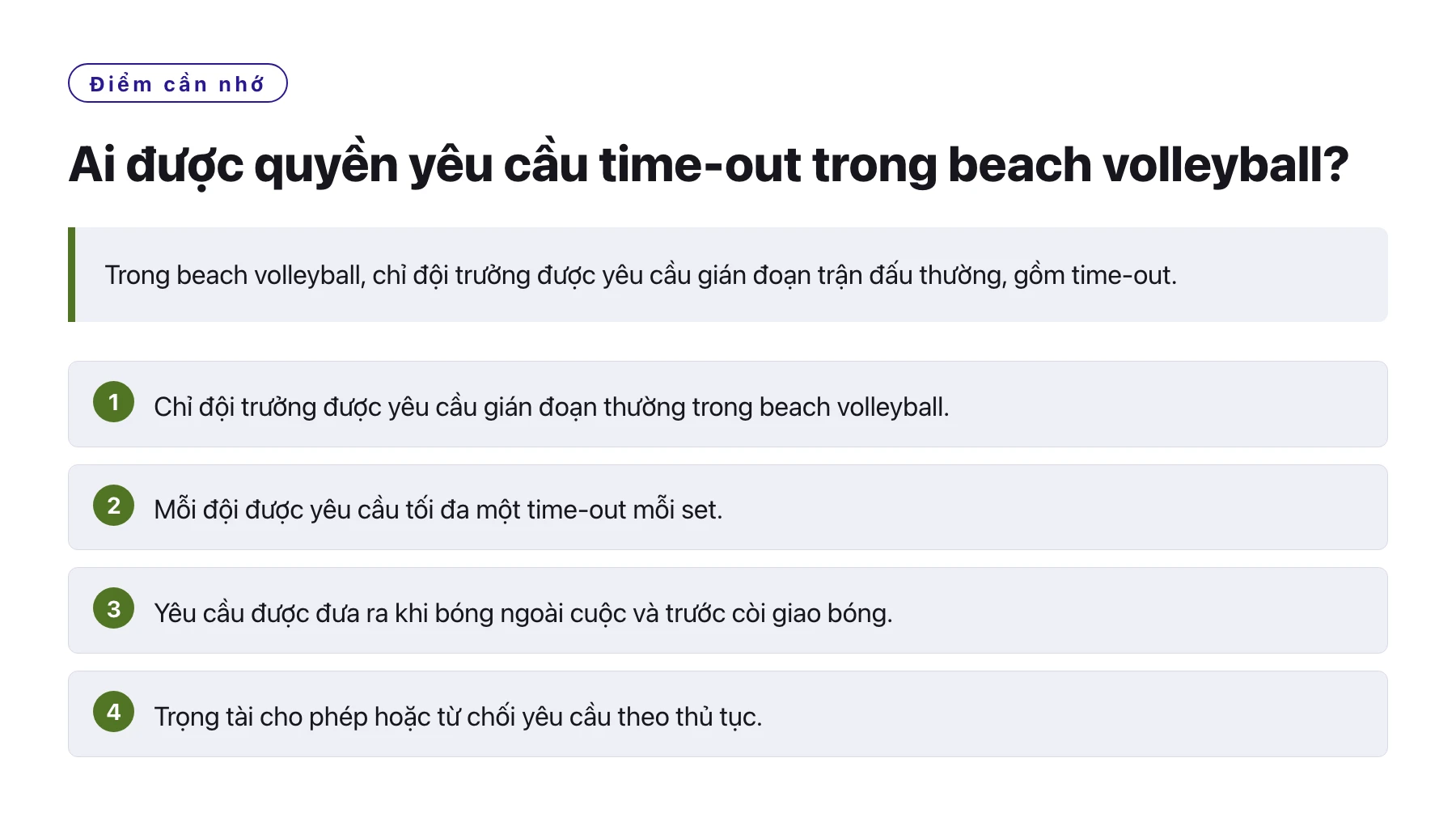 Ai được quyền yêu cầu time-out trong beach volleyball?——全文要点速览